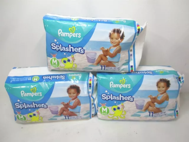 Pampers Sz-M (20-33 Lbs) Pampers Splashers Disposable Swim Pants 11ct - Lot of 3