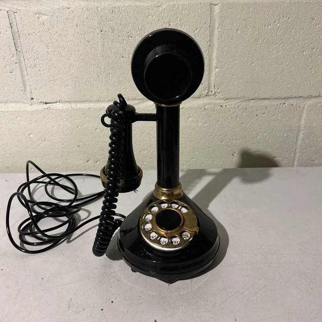 1970s Black Candlestick Telephone DECO-TEL Untested