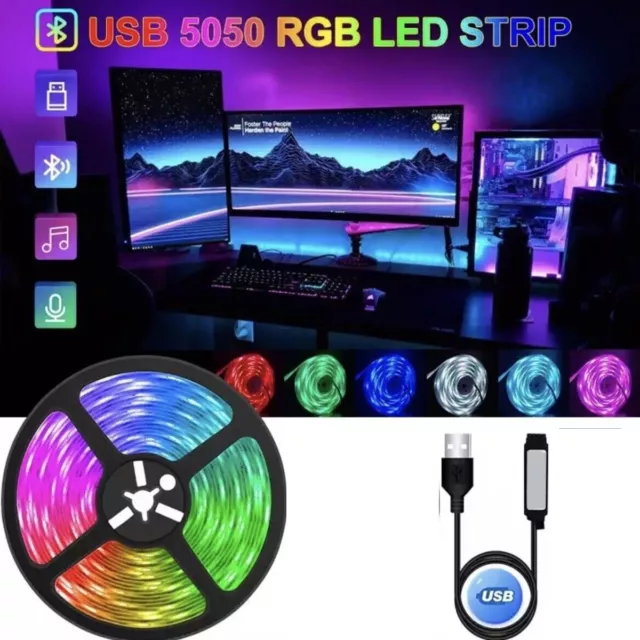 Tira LED Luz Ambiental RGB Control Voz TV USB 1M Música TE-B0445