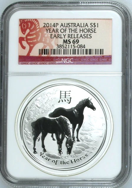 Australia 2014 Silver Horse - NGC MS69 ER Australian MS 69 Early Releases