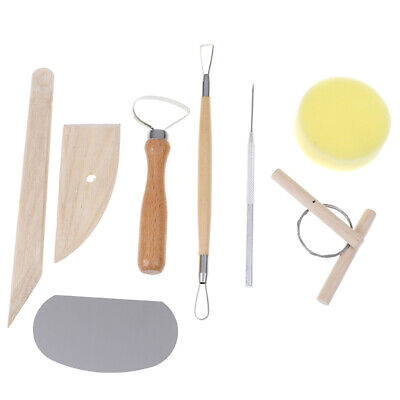 Juego de 8 herramientas de cerámica arcilla herramientas de moldeo de cerámica herramienta de esponja de madera) CJ