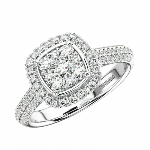 0.60 Ct Cluster Set Round Brilliant Cut Diamond Wedding Ring in 950 Platinum