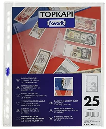 Favorit 100460127 Buste Foratura Universale Porta Banconote Formato Interno 1...