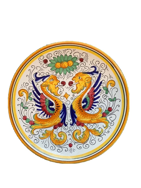 Assiette decorative murale peinte a la main motif dragon