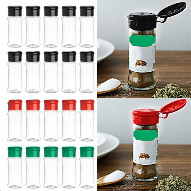 10 Plastic Salt Pepper Seasoning Jars Condiment Bottles Cruet Container 100ml