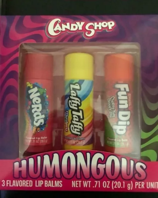 CANDY SHOP FLAVORED Humongous Lip Balms Gift Box Set- NERDS/LAFFY TAFFY ...