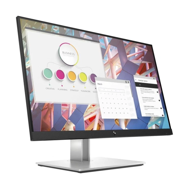 HP E24 G4 23.8 Zoll Full HD LCD IPS 5ms 16:9 USB DP HDMI Pivot Schwarz Silber