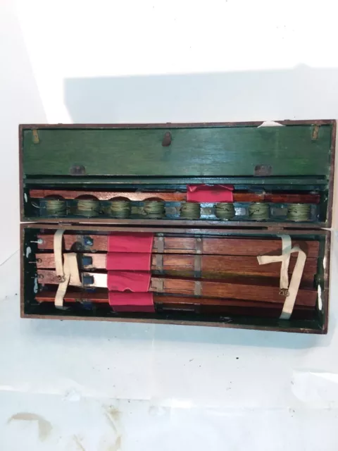 Vintage Custom Made Wood Carrying Box with Ice Fishing Tip Ups