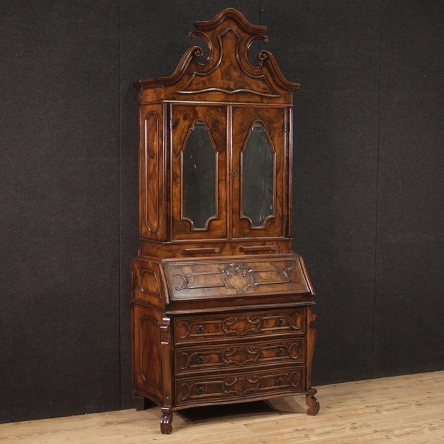 Mueble lombardo trumeau doble cuerpo estilo antiguo bur escritorio siglo XX