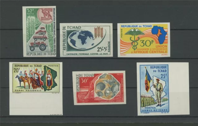 CHAD TCHAD 6 ISSUES 1960ies ** MNH IMPERF NON DENTELE UNGEZÄHNT RARE!! h5806