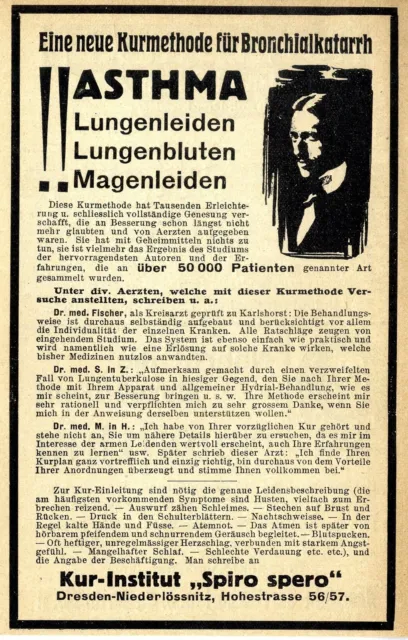 Kur- Institut "Spiro spero", Dresden- Niederlössnitz Histor.Werbung 1909