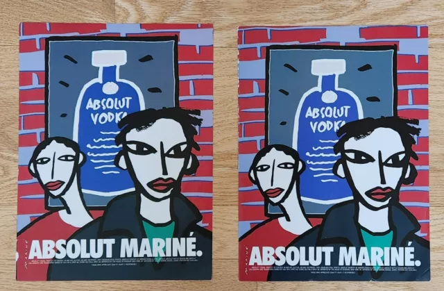 2 Vintage 1995 Absolut Marine Vodka Ads