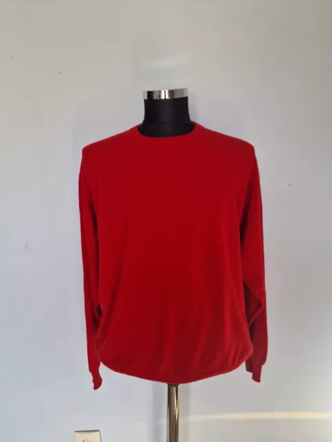 Maglione FEDELI CASHMERE da uomo 100% Cashmere Kashmir Rosso Taglia 56