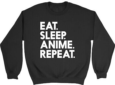 Eat Sleep Anime Repeat Kids Childrens Jumper Sweatshirt Boys Girls