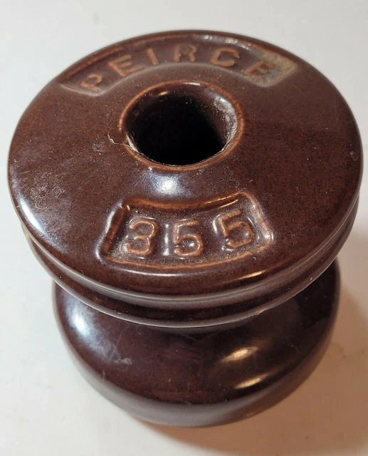 Vintage Peirce 355 Ceramic Spool Insulator Brown