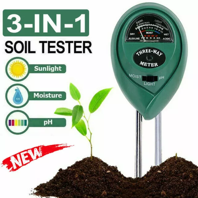 3-in-1 Soil PH Tester Water Moisture Light Test Meter Flower Plant Garden Kit