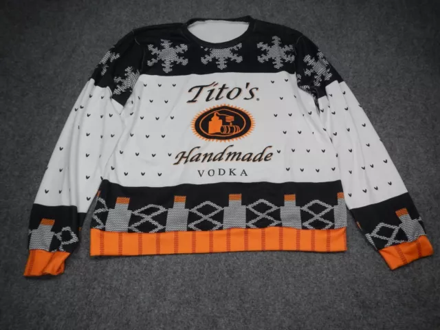 Tito's Handmade Vodka Sweater Official Men's Size XL Black Orange White Knit