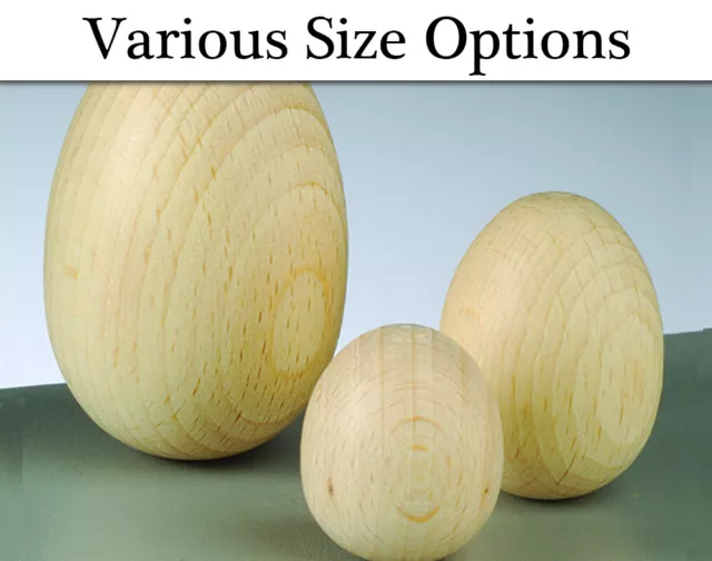 Untreated Solid Wooden Eggs to Decorate - Choice of Size