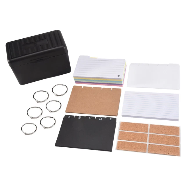 MINISO 258 Pièces Boîte à Fiches A7 Organisateur – 230 Cartes + Index + Anneaux + Étiquettes – Bureau & Études