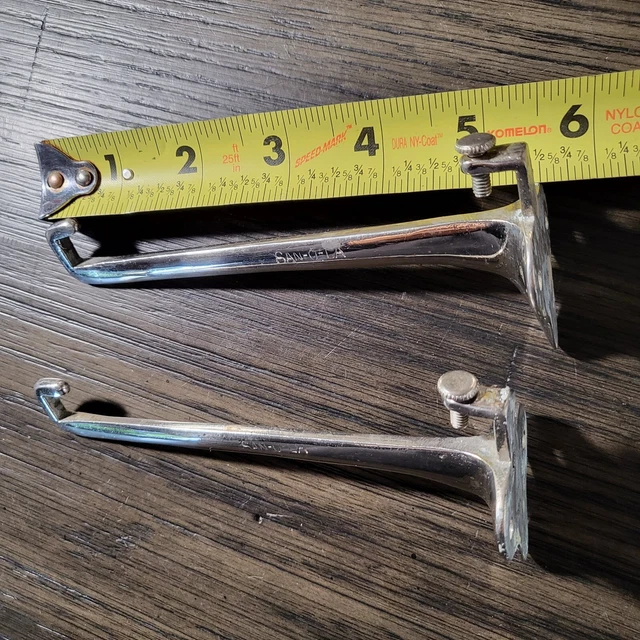 Antique chrome bath glass shelf brackets vintage metal supports brass nickel 5" 4