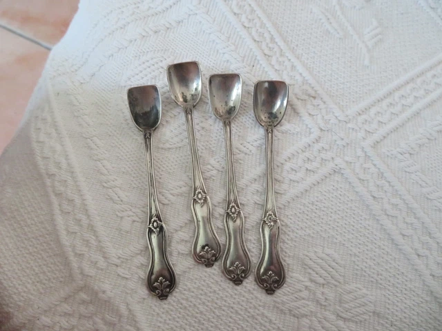 Lot De 2 Petites Cuillères Monogrammées - Argent Massif - Modèle Minerve - État : Bel état