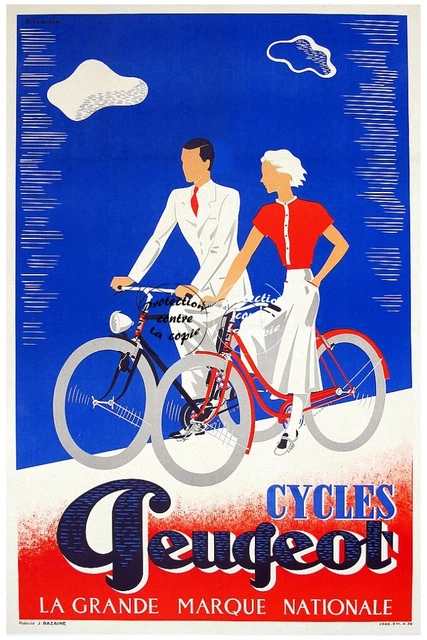 Poster Vintage Vélo/Cycles Plasson - Haute Qualité 50x70cm - Affiche Rétro Neuve