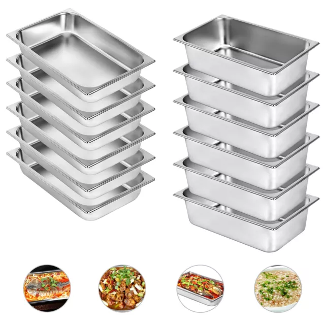 VEVOR Bac Inox Alimentaire Plateau de Service Plats 8,5/13/20,5 L Lot de 4/6 pcs