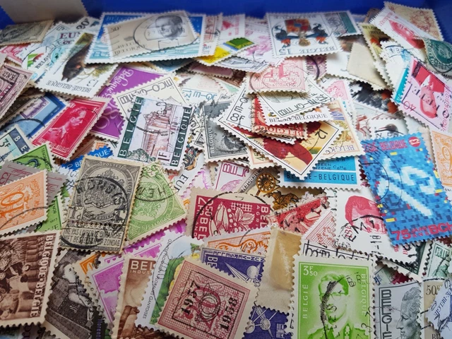 Timbres Belgique par centaines (destockage)