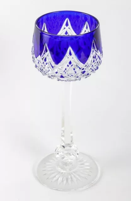 "Baccarat" COLBERT Blue Cut Crystal Hoock Wine Glass Mint Cond. 20cm~7 7/8”