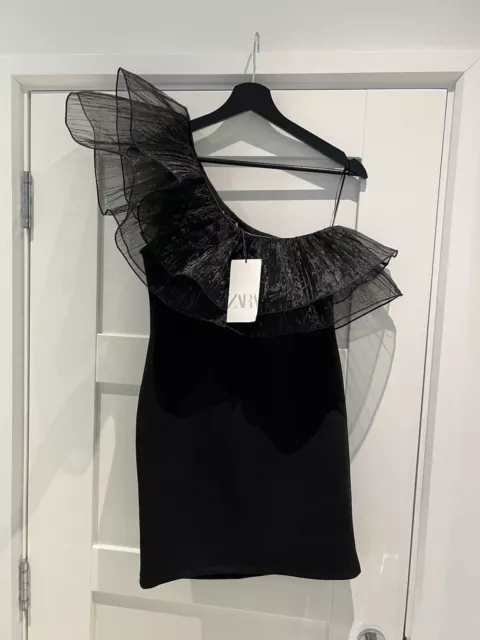 BNWT ZARA BLACK asymmetric Organza mini Dress. Size M Blogger Favourite 40.00 PicClick UK
