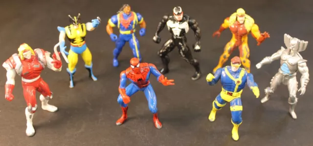 Vintage Lot Of 8 1994 Toy Biz Marvel Mini Metal Figures