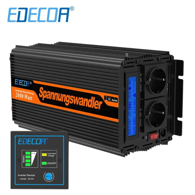 EDECOA Power Inverter 2000W 4000W Convertitore 12V 220V Onda Modificata USB LCD 2