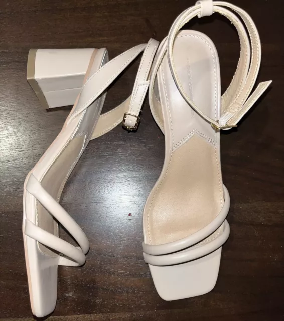 french connection fc-dukie-tj  womans nude size 7.5 heel sandals ankle strap