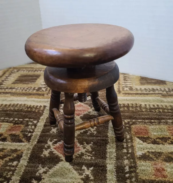 VTG Salesman Sample / Apprentice Piece Miniature Wood Piano Stool 5.5-7" Tall