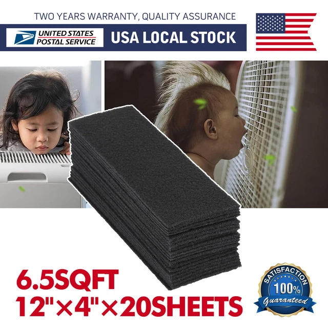 (20 SHEETS) FURNACE Floor Register Vent Charcoal Carbon Filters 4" x 12