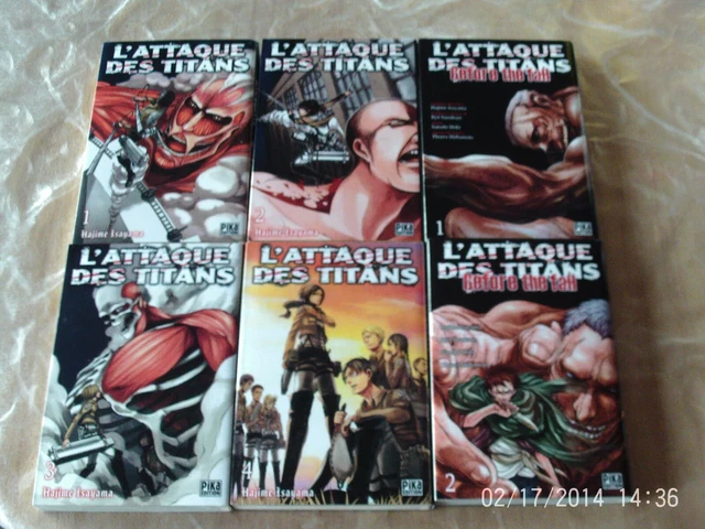 LOT DE 6 MANGAS-L'ATTAQUE DES TITANS - Pika Édition française 2013 -TBE