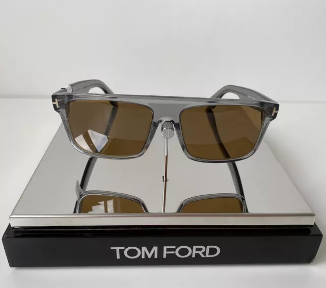 Tom Ford Philippe-02 Sunglasses Tf999 20E Shiny Crystal Grey / Dark Brown Lenses