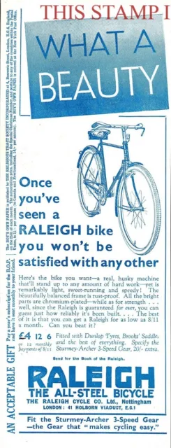 2 x 1933 Adverts RALEIGH All-Steel Bicycles Vintage Original Print Ads 708/169