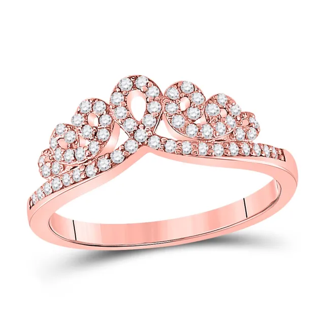 10kt Roségold Damen runder Diamant Mode Krone Band Ring 1/3 Kttw