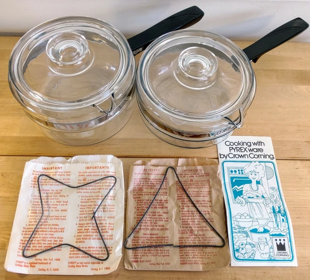 Pyrex Diffuser PYREX VINTAGE FLAMEWARE 2 Saucepans With Lids Diffusers Pamphlet 6213B ...