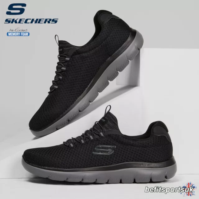 SKECHERS MENS SLIP-ON Shoes Black Memory Foam Go-Walk Trainers ...