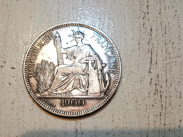 1900 INDOCHINE PIASTRE DE COMMERCE authentique.Titre 0.900 poids 27 gr