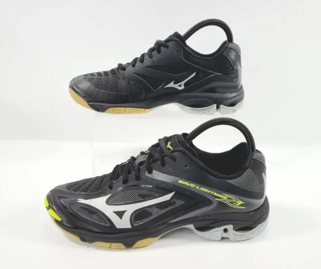 Mizuno Women's 8.5 Volleyball Shoes Wave Lightning Z3 Black/Silver/Yellow Indoor