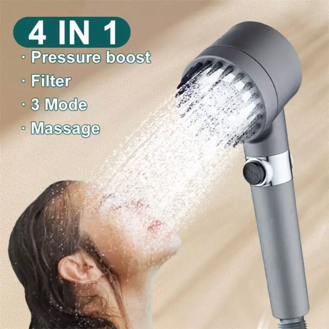 3 Modes Shower Head with Filter High Pressure Water Saving Massage Body Scalp