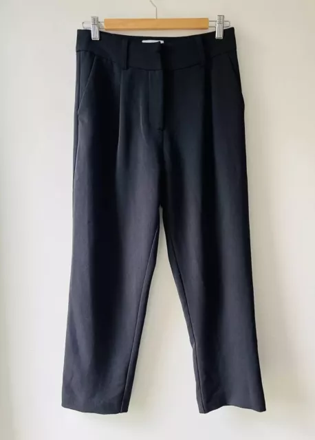 HENNE Women’s Black Dress Pants Cropped High Waisted Straight Leg Size 8 Small