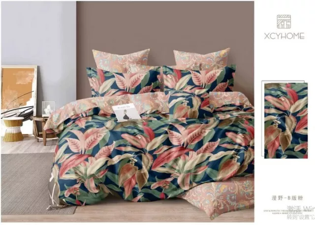 New Floral Leaf Quilt Doona Duvet Cover Set Queen King Size Bed Pillowcase AU