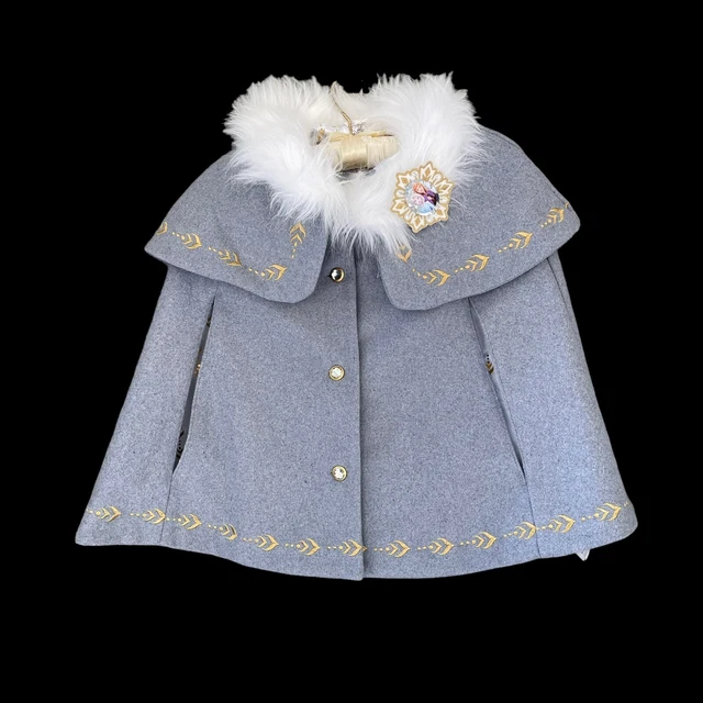 DISNEY STORE FROZEN 2 Cape Anna Elsa Pin Shawl Winter Coat Faux Fur