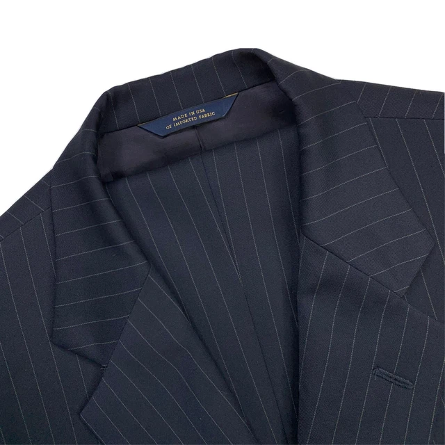 Uomo 41 R Brooks Brothers Madison Fit Blu Navy Gessato Lana Abito Fatto USA