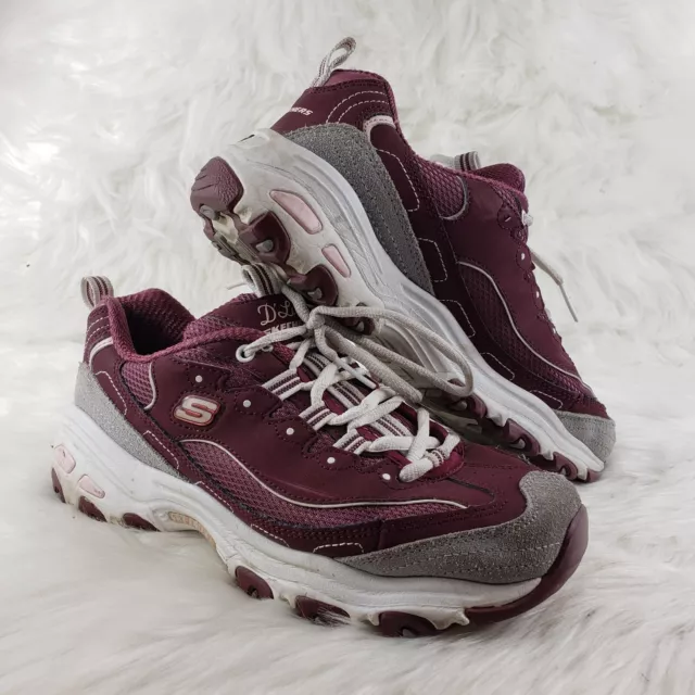 SKECHERS D'Lites Burgundy Athletic Walking Lightweight Shoes Womens Size US 7