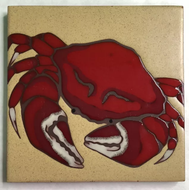 Vintage Italian Arius Art Tile Crab Trivet Sea Coastal 6x6 Inches Coaster Ocean